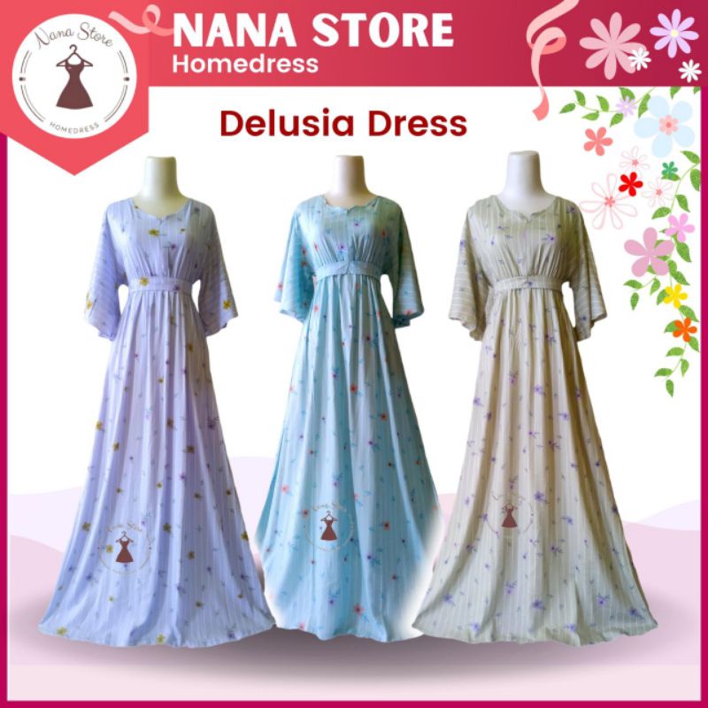 DLUSIA DRESS LENGAN TRUMPET MEKAR | DRESS KOREA, KOREAN DRESS, FLORAL DRESS, BUNGA KECIL, CANTIK