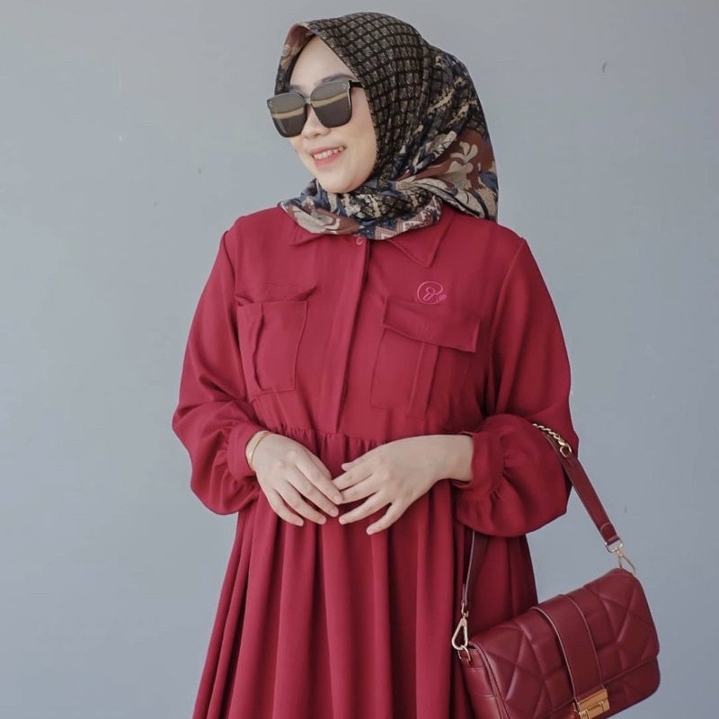 DYN Basic Gaia Dress - Gamis Wanita Simple - Busui Friendly-2