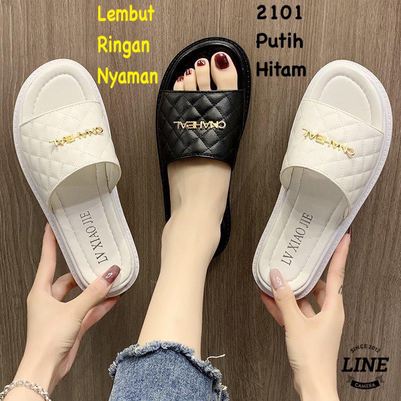 SANDAL WANITA SLIP ON FASHION KOREA SHOES 2101