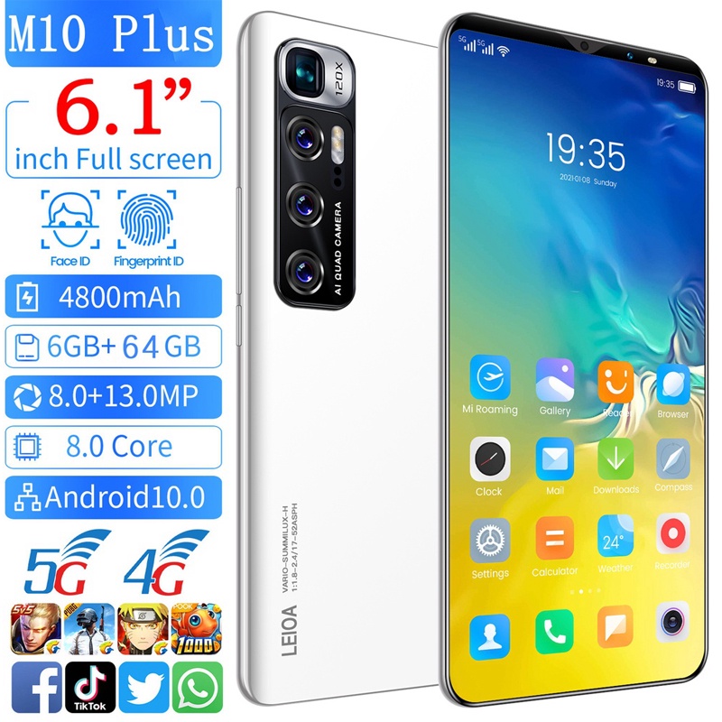 5G hp murah【hp terbaru 2022+COD+Gratis ongkir】(Hot) M10 plus 6.1 Inci RAM 6GB ROM 128GB Xiami SmartPhone hp 500ribuan cuci gudang hp android 4g 300 ribuan smartphone 4800mAh handphone murah