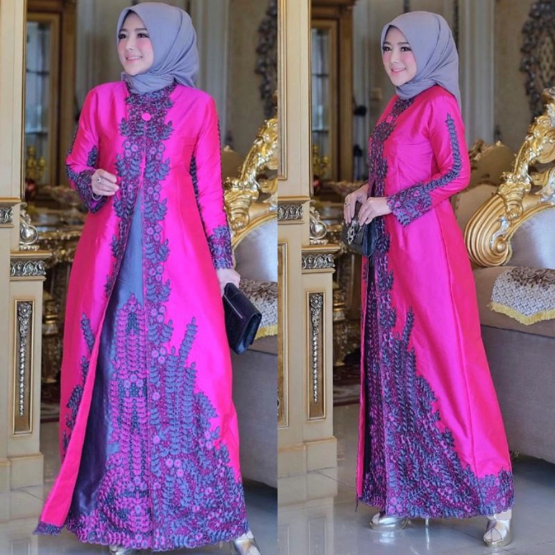 Gamis Mouza pelangi Jaya original bahan tafetta bordir-C