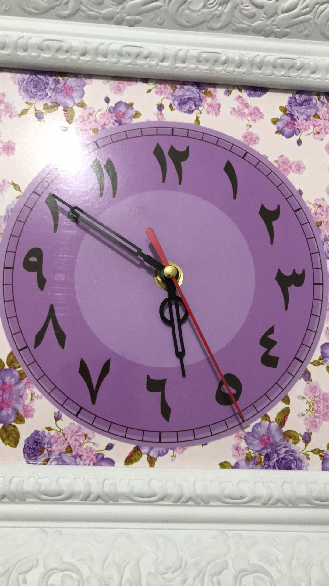 Hiasan Jam Dinding Wooden Poster Kaligrafi Ayat Kursi Shabby Ungu Frame Ukir Uk 20x40