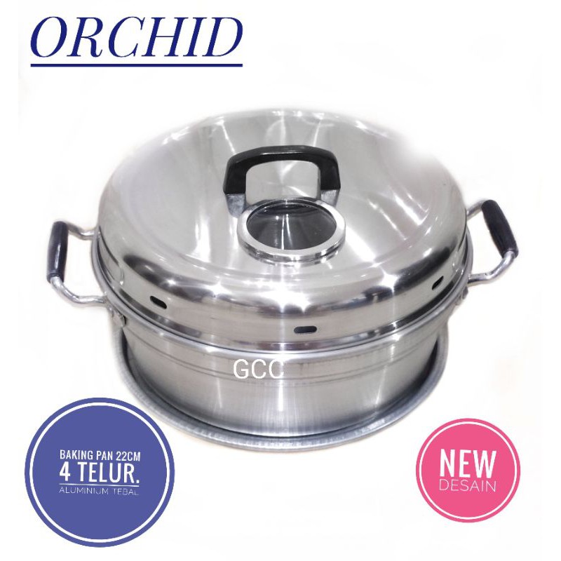 A1 Orchid Panci Panggang Kue Bolu Baking Pan 22cm/24cm Gagang Diatas Tutup