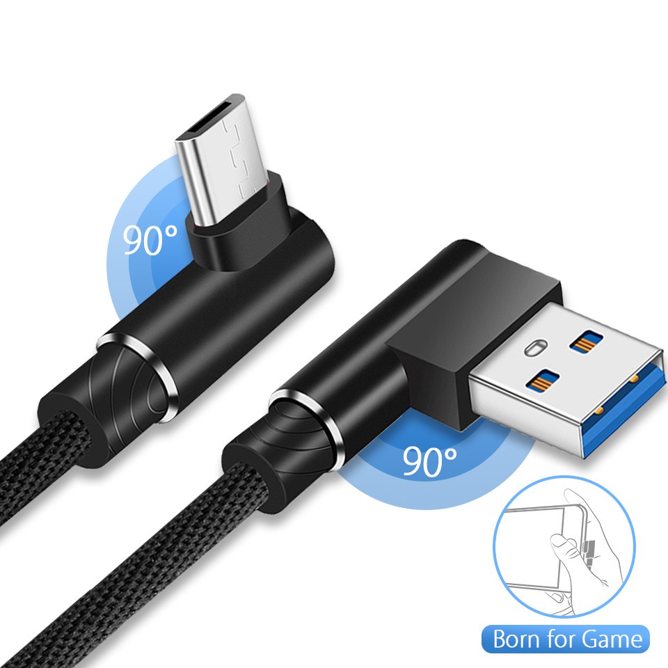 Kabel Charger Micro Usb Tipe C Model Siku Ganda Untuk Iphone Samsung Huawei Ipad