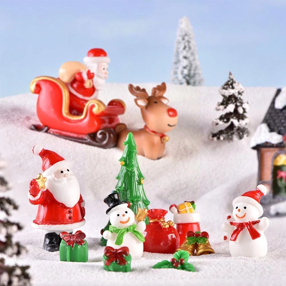 1pc Ornamen Miniatur Santa Claus Elk Snowman Untuk Dekorasi Natal