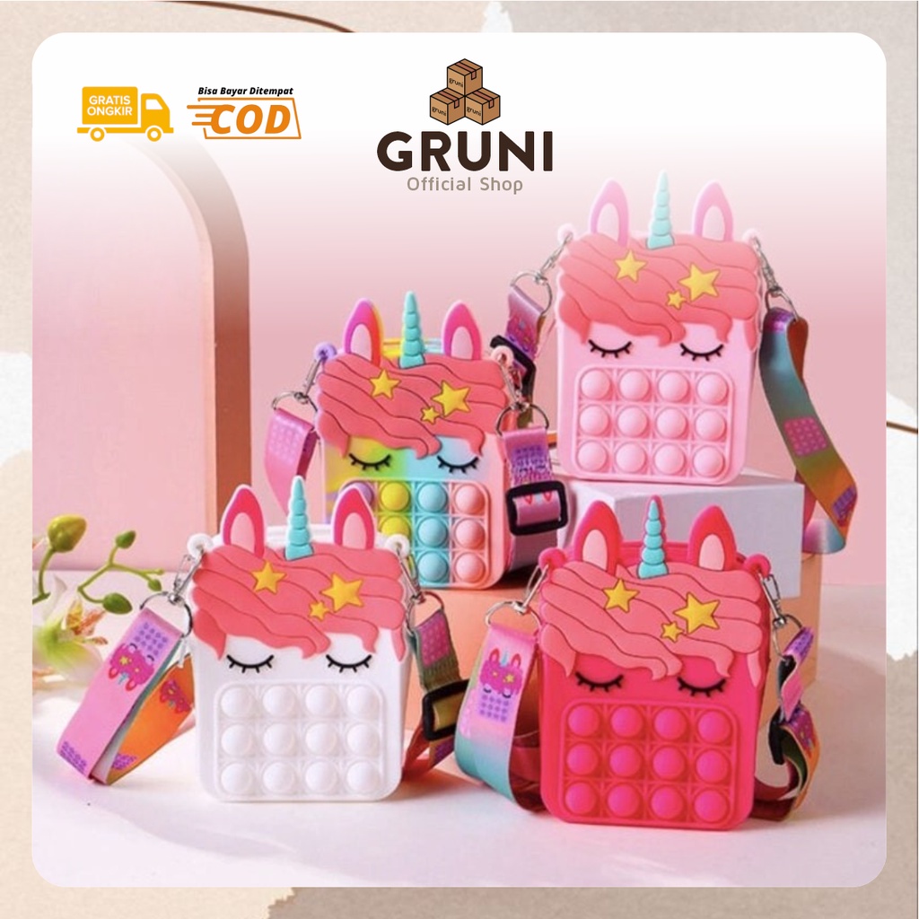 GRUNI FA0023 Tas Pop It Unicorn Tas Anak Viral Tas Anak Lucu Pop It Viral Tas Viral
