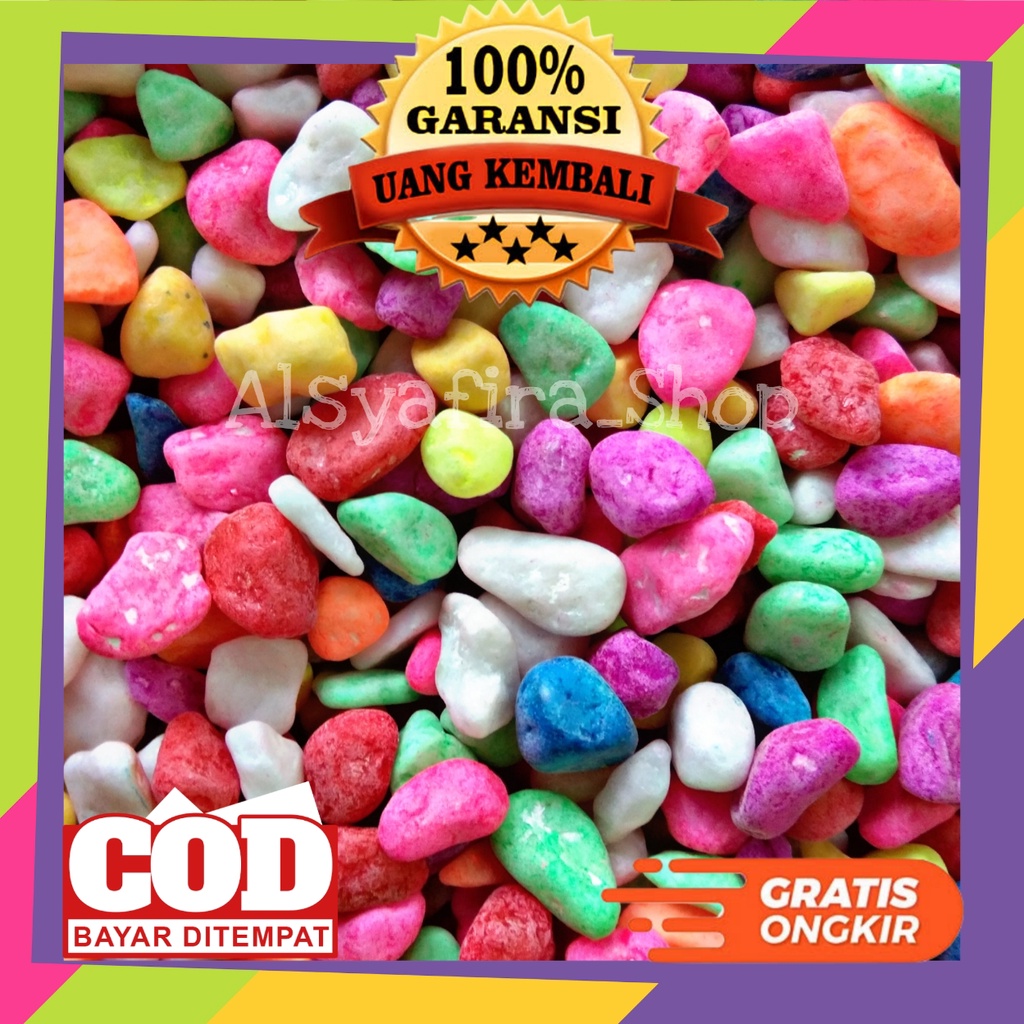 Batu warna warni aquarium/Batu Hias aquarium/Batu Hias pot bunga 500gr