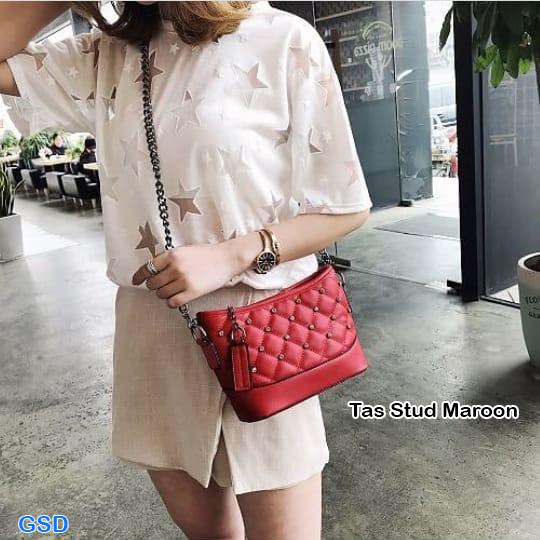 tas stud/tas slempang wanita/tas fashion wanita/tas tali rantai cewek murah