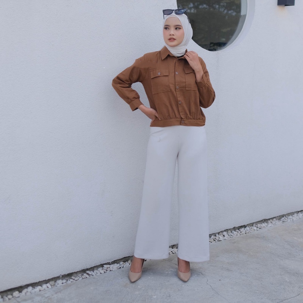 Outer Crop Wanita - Outer Linen - Kemeja Wanita Croptop - Outer Crop - jaket Linen - Outher crop Wan