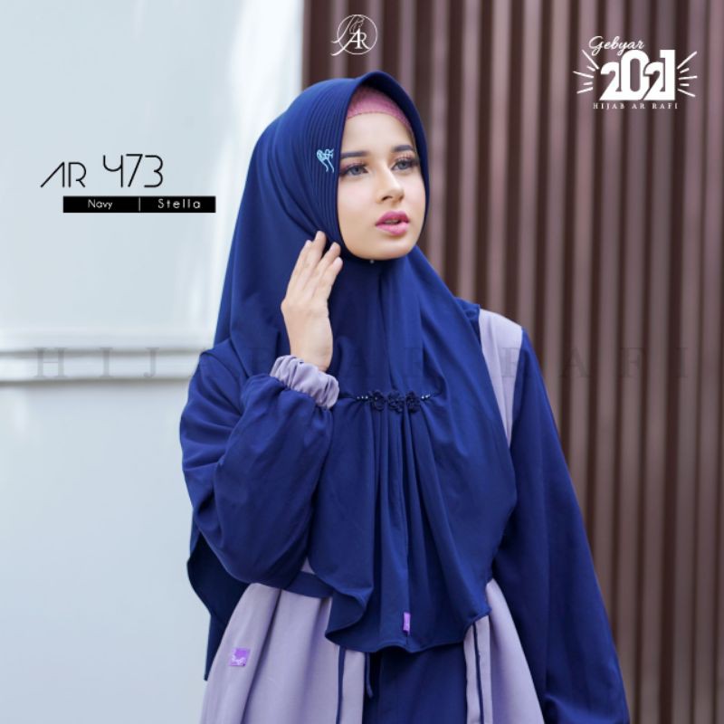 TERBARU AR 473 HIJAB INSTAN BY HIJAB AR RAFI ORIGINAL || INAYAHHIJAB-Navy