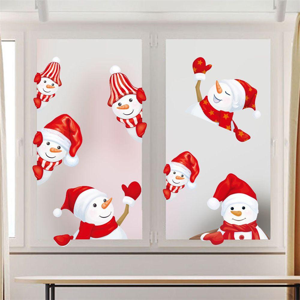 R-flower Christmas Window sticker Snowman Dekorasi Hiasan Rumah Stiker Reflektif Stiker Jendela Kaca