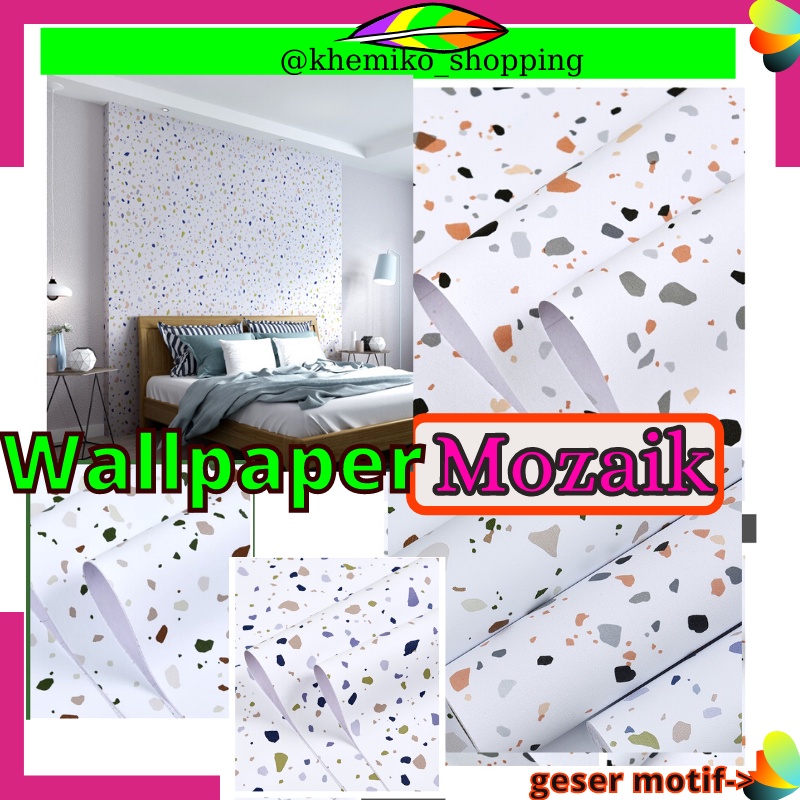 Wallpaper Walpaper Lebar 60cm Motif Mozaik Wall Paper Stiker Sticker Dinding Dekorasi Rumah Tembok R