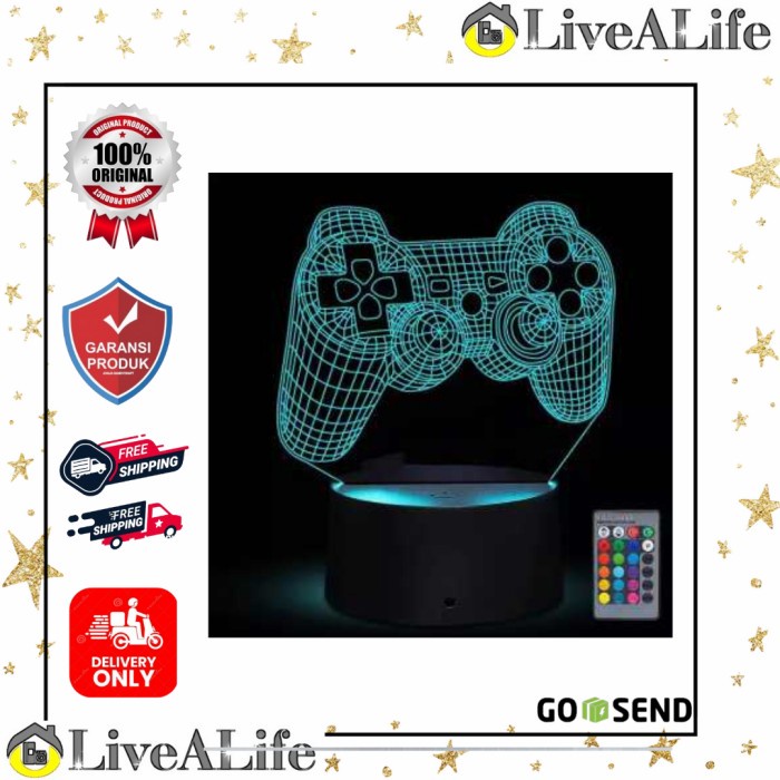 Lampu 3D RGB LED Transparan Night Light Game Controller