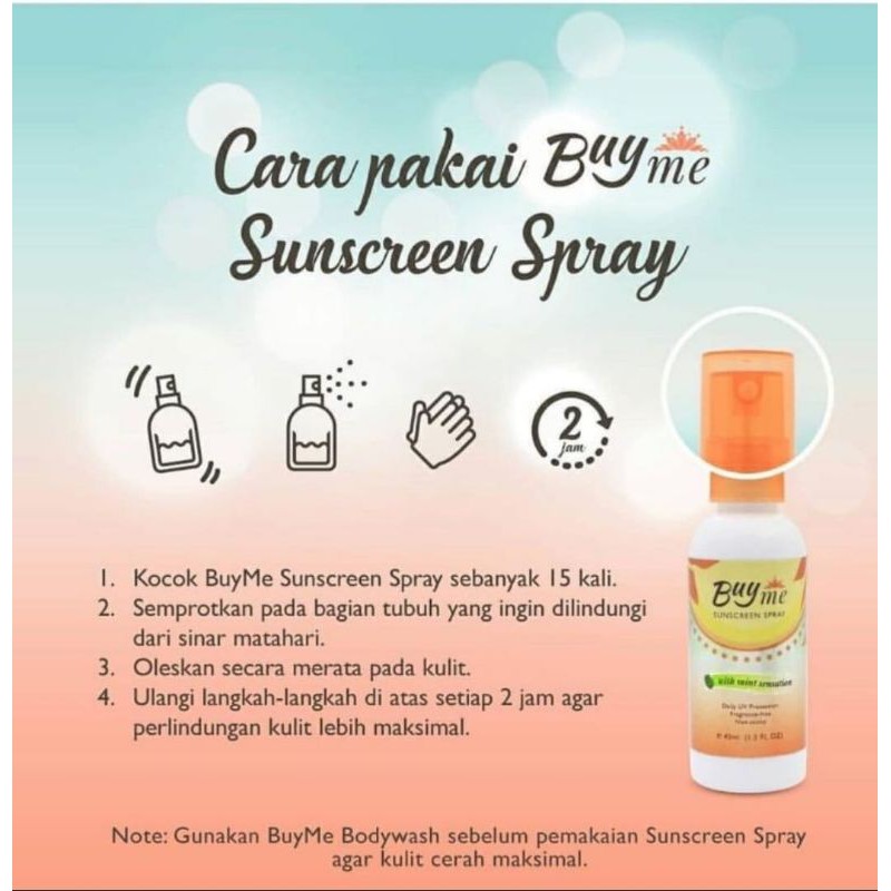 PAKET 2 IN 1 BUYME BUY ME SUNSCREEN SPRAY + BODY WASH ORIGINAL BPOM HALAL