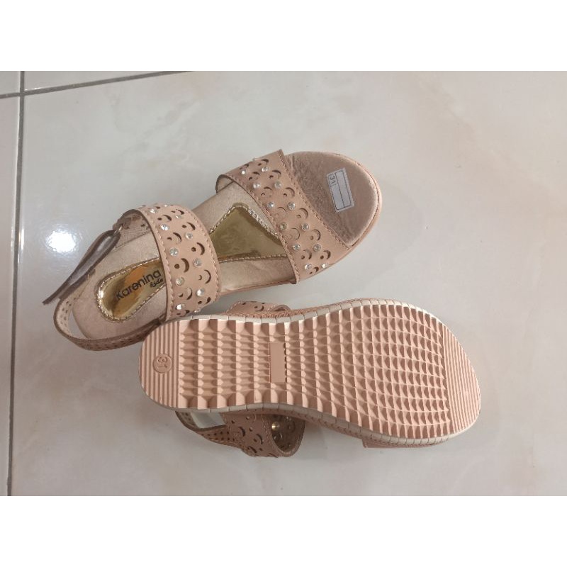 SANDAL SEPATU WEDGES ANAK PEREMPUAN KULIT EMPUK