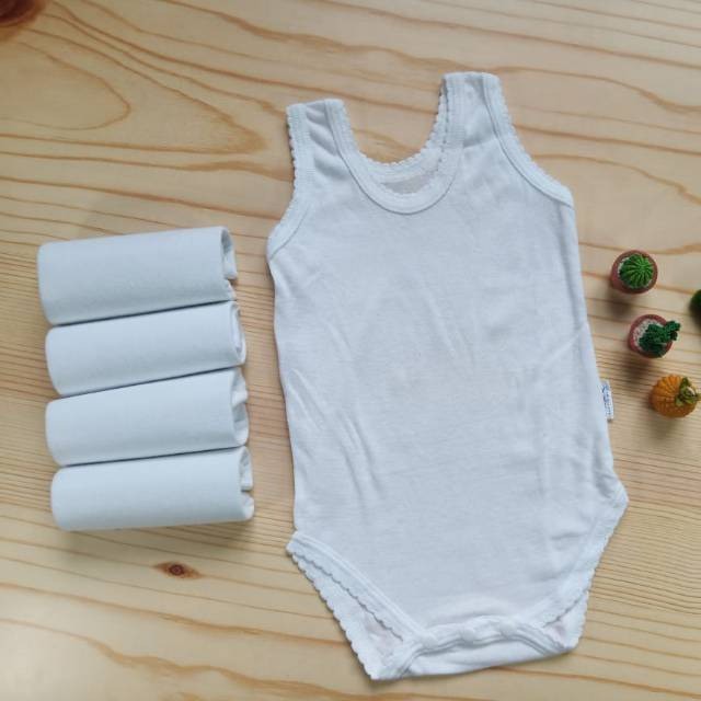 LITTLE QUEEN SINGLET JUMPER PUTIH BOY &amp; GIRL ISI 5 PCS