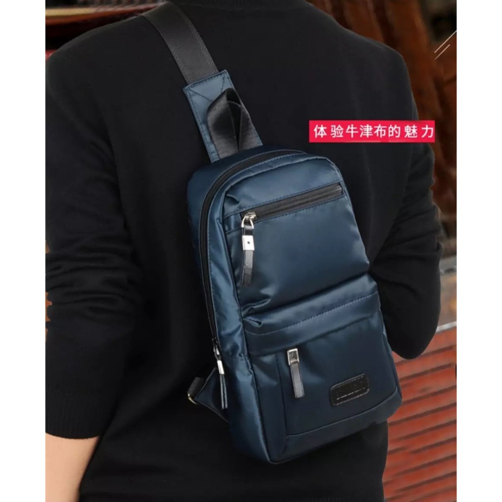 Tas Selempang Pria Murah Anti Air - MS Bag Hitam dan Navy bonus Dompet + Jam Tangan LED/Headset