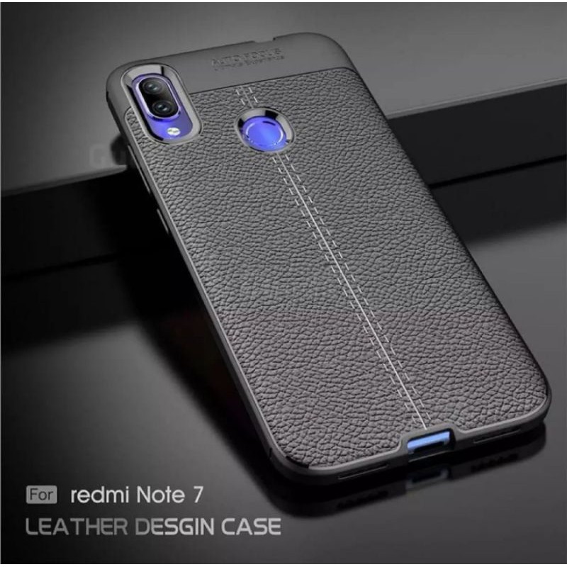 Case Softcase Auto Focus Xiomi Redmi 7/Not 7 / Case Slim Leather Carbon