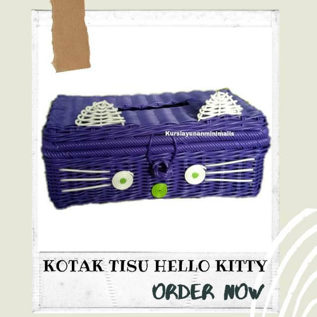 KOTAK TISU HELLO KITTY BOX TISSUE UNIK KARAKTER ROTAN SINTESIS