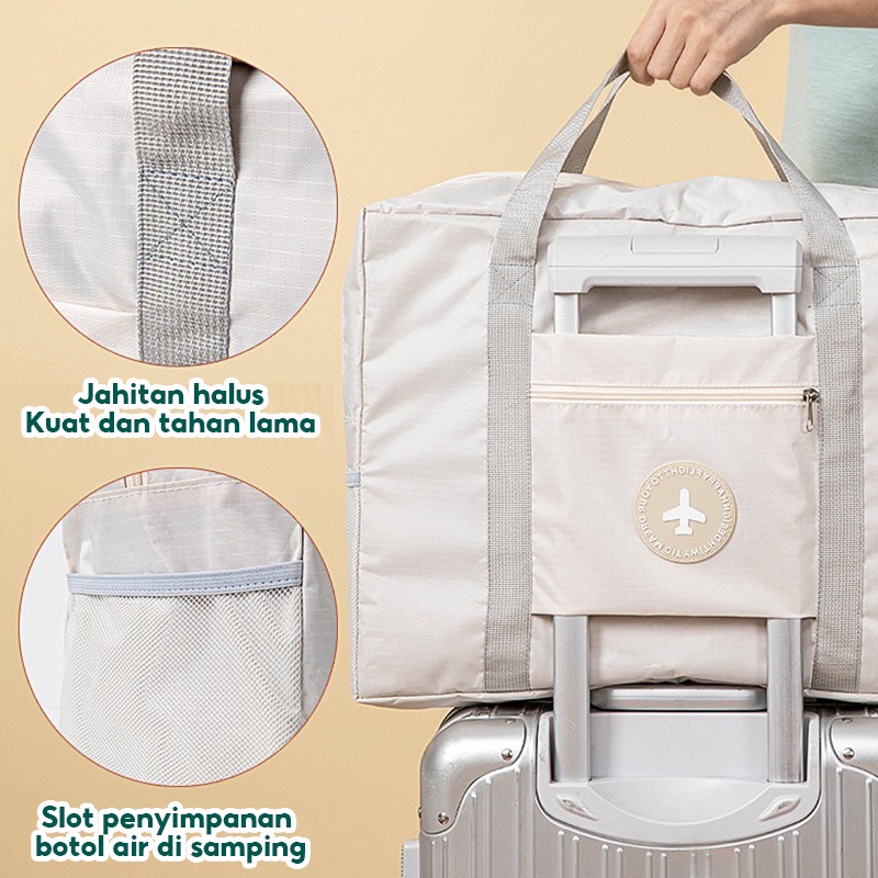 TAS TRAVEL BESAR LIPAT HAND CARRY ANTI AIR TRAVEL FOLD BAG WATERPROOF KOPER ORGANIZER 2 LAPISAN TEBAL