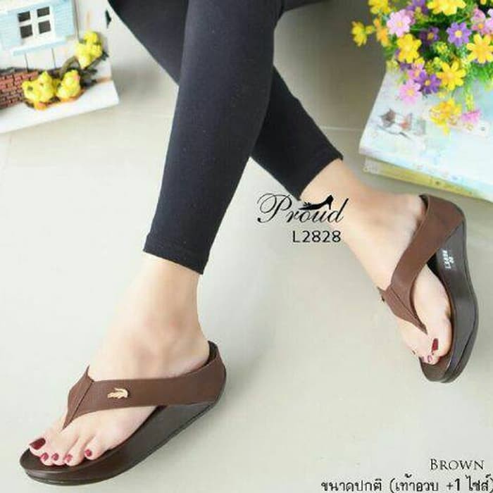 TERMURAH | TP | SANDAL JEPIT LACOSTE TAN 02 / Sandal / Sepatu Wanita / Sandal Wanita