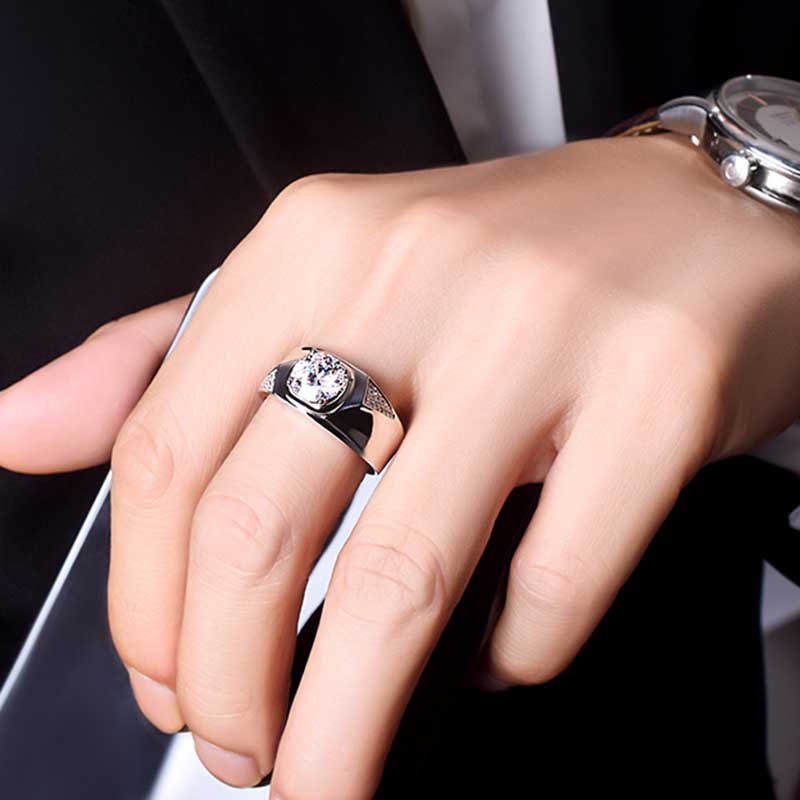 Cincin Kasual Berlian Emas Putih Pria Wanita Aksesoris Fashion Perak Titanium Rings