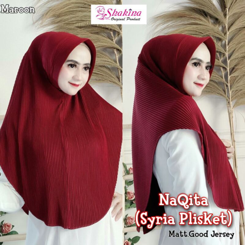 Jilbab Maryam Plisket Shanum Rempel Simpel Original Danisha-Maron