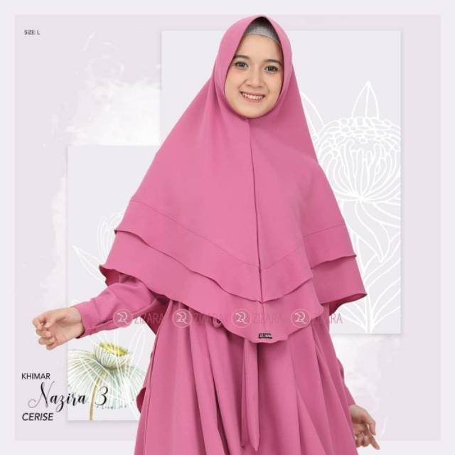 Khimar Nazira 3 Pad By Zizara - Khimar Mosscrepe Polos  Softpet Antem - Khimar Branded Original