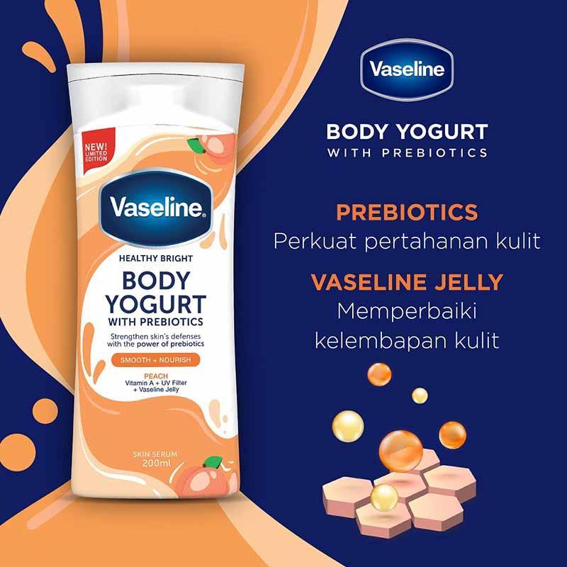 ❤ BEAUTY ❤ VASELINE Peach Body Yogurt with Prebiotics 200 Ml / Hand Body Lotion