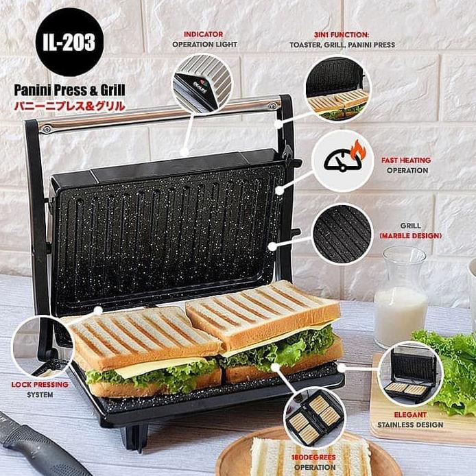 Promo Spesial - Panini Press Toaster Pemanggang Panggang Roti Daging Idealife Il-203