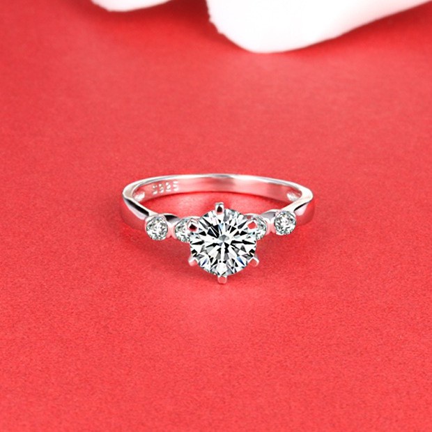 Cincin Perak Wanita Pria Couple Asli S 925 Lapis Rhodium Cocok Kawin Nikah tunangan hadiah RS055