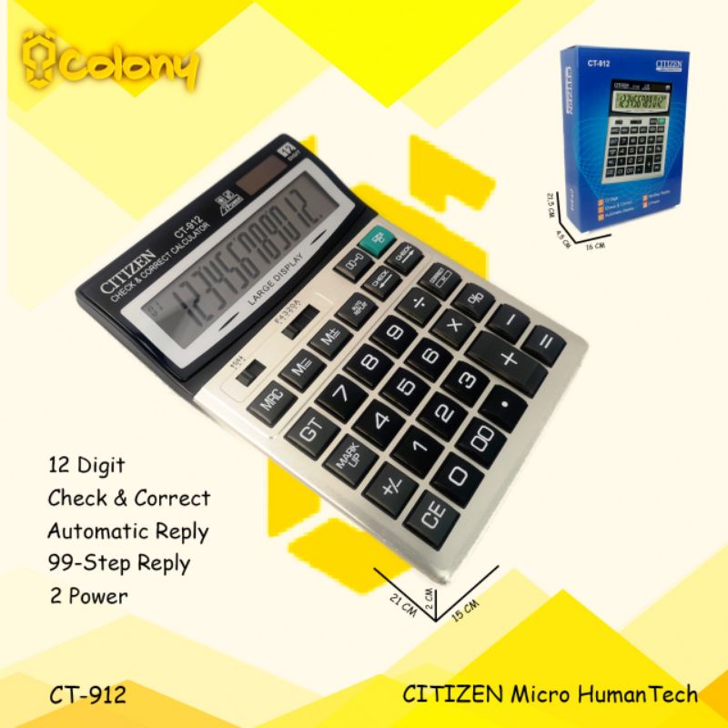 

Asli Ori Citizen CT912 Kalkulator Besar Digital Dagang Sekolah Kantor Calculator Calkulator Jumbo Kakulator Mini Saku Original 12 Digit Alat Tulis Murah Bagus Awet Kecil
