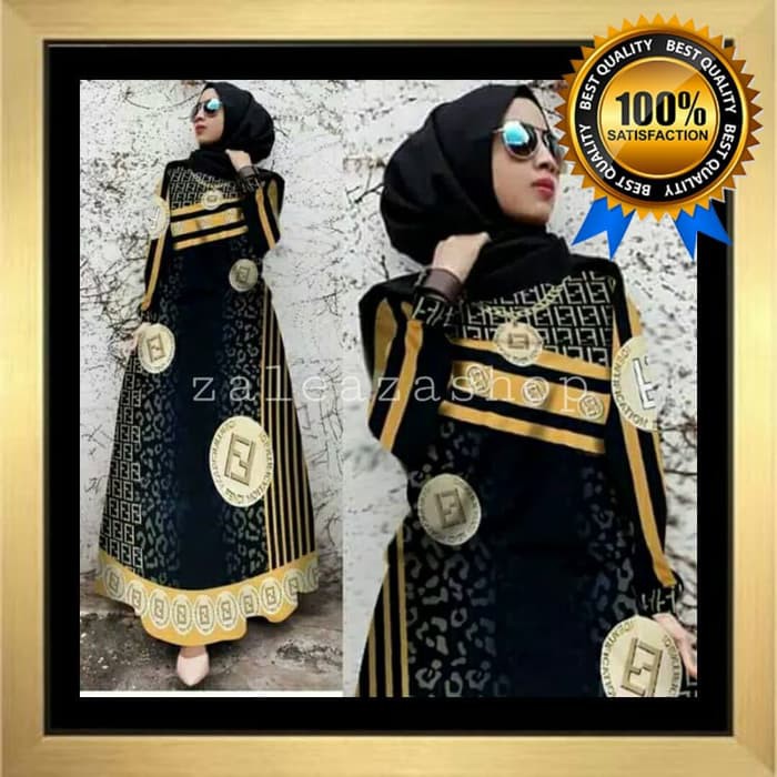 promo GAMIS FENDI PREMIUM SCUBA IMPORT/ BAJU MUSLIM WANITA - Hitam Diskon