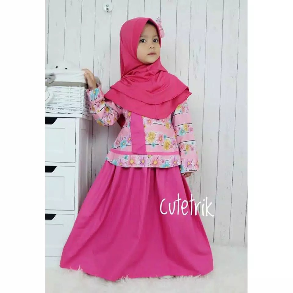 HB 09 Baju Muslim Setelan Gamis Anak Cutetrik Hanbok Korea Pink Fanta Dress