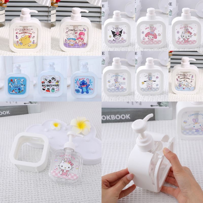 Botol sabun pump travel set kuromi my melody little twin star hello kitty cinnamoroll batzmaru pompompurin stitch snoopy