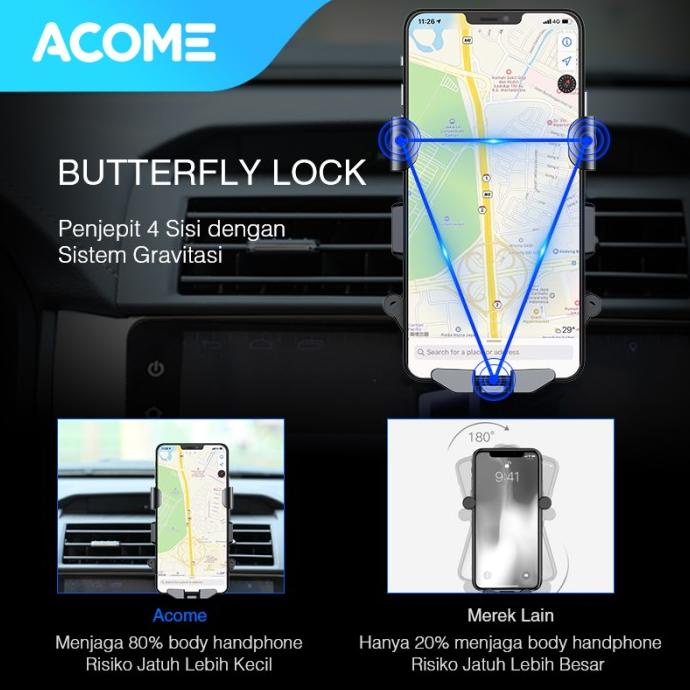 ACOME Universal Car Holder Phone Sistem Gravitasi Otomatis Lock ACH01