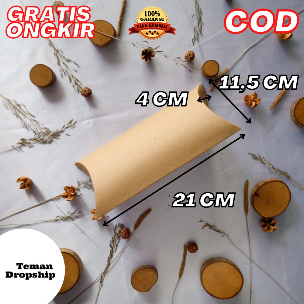 

KARDUS HAMPERS PILLOW BOX KADO KOTAK KADO BROWN KRAFT 280 GR SIZE 21 X 11,5 X 4CM