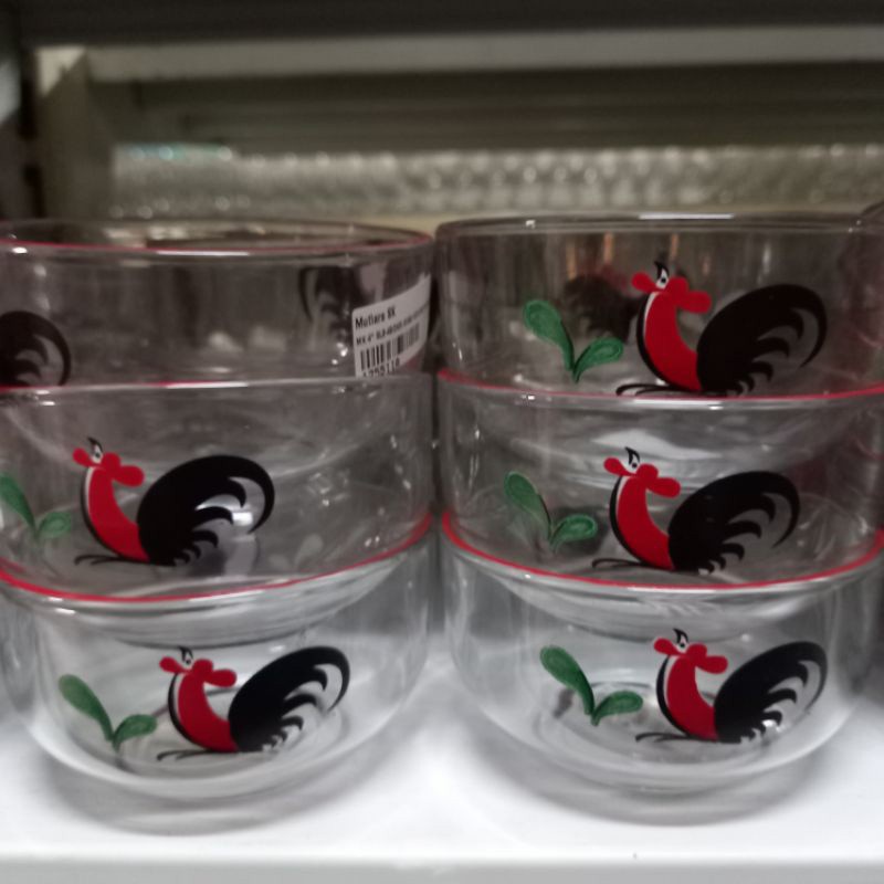 MANGKUK MINI BENING MOTIF AYAM JAGO/ MANGKOK CANTIK