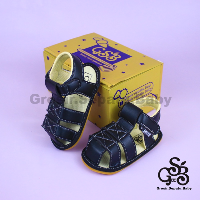 sandal bayi sepatu bayi sendal bayi laki laki perempuan prewalker bayi  umur 2 - 12 bulan model casual S04 polos HITAM ringan fleksibel &amp; Anti Slip