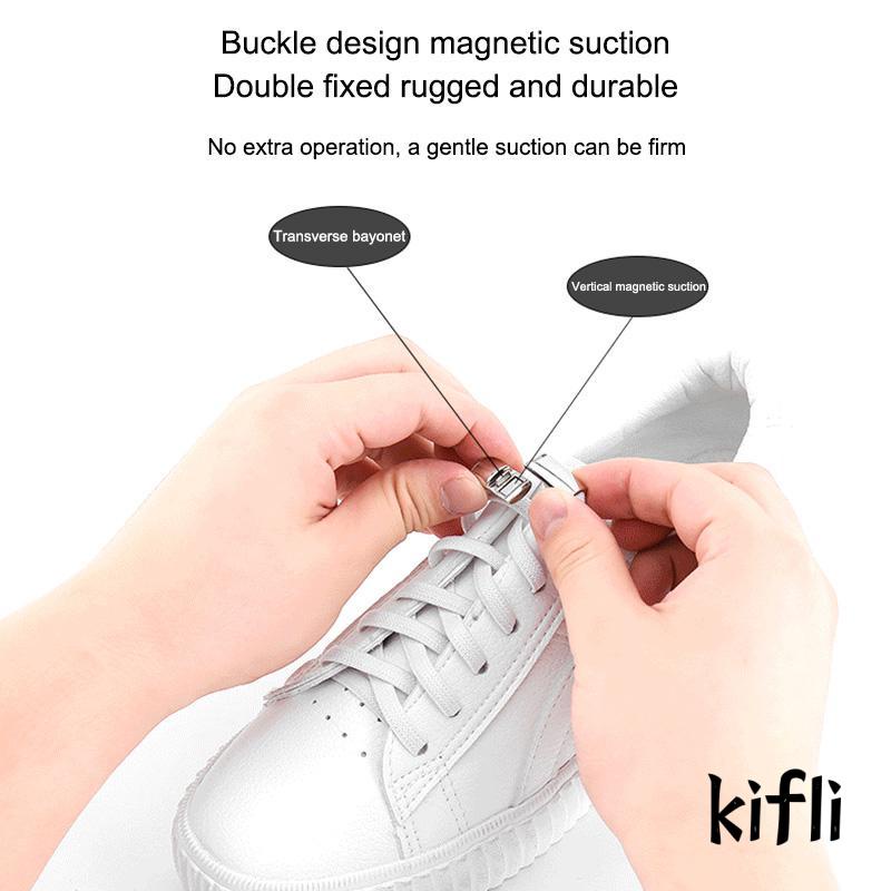 Gesper Tali Sepatu Magnetik Bahan Metal Warna Putih