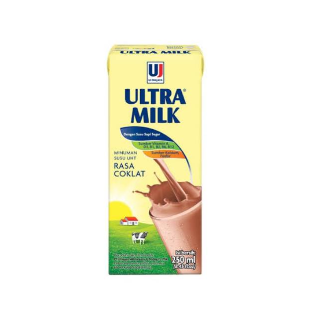 Susu Sapi Ultra Milk 250ml UHT Cokelat Coklat Stroberi Strawberry Moka Moca Mocca Full Cream 250 ml