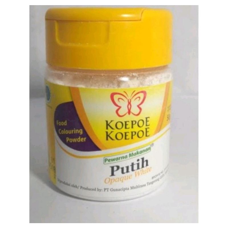 

PEWARNA MAKANAN PUTIH KOEPOE KUPU / FOOD COLOURING OPAQUE WHITE POWDER