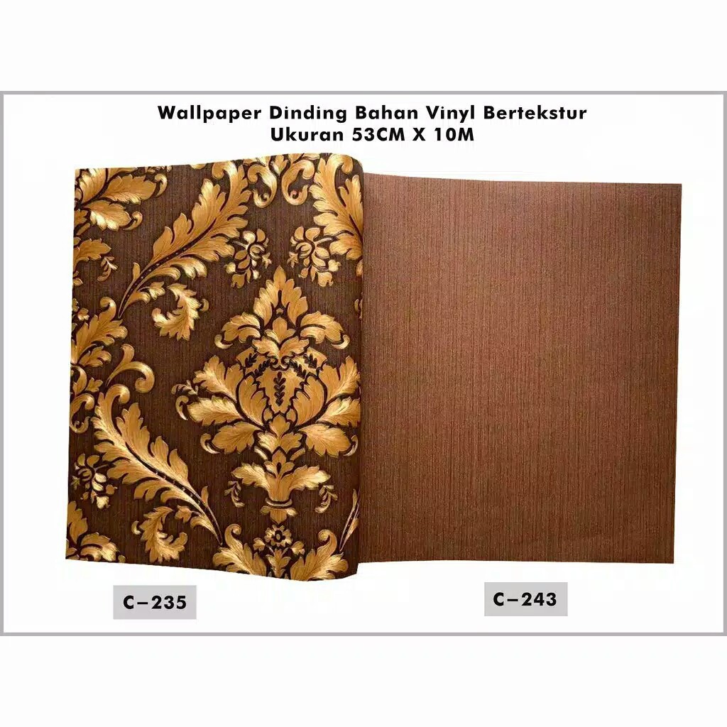 Jual Wallpaper Dinding Vinyl Motif Bunga Besar Dan Polos Warna Coklat