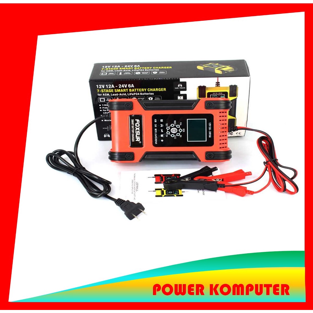 Car Battery Charger 12V 24V Fully Automatic Digital Display 12A/8A Smart Car Battery Charger Repair Lead Acid Puls Dry Wet