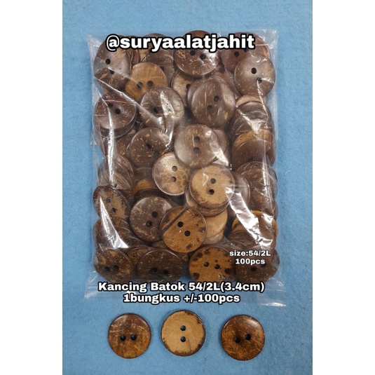 Kancing Batok 54/2L/3.4cm +/-100pcs =rp.35.350/1bks