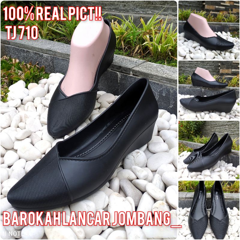 Sepatu Pantofel Karet Wanita Wedges Fuhaha TJ-710.hak 3cm 100% original by fuhaha