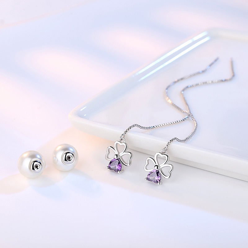 925 Perak Anting Anting Wanita Perhiasan Fashion Tali telinga berbentuk hati