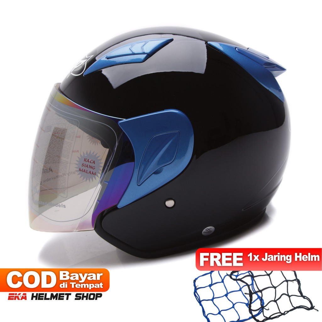 [Helm Dewasa] MSR Helmet Javelin - Hitam Biru + Promo Gratis Jaring Helm