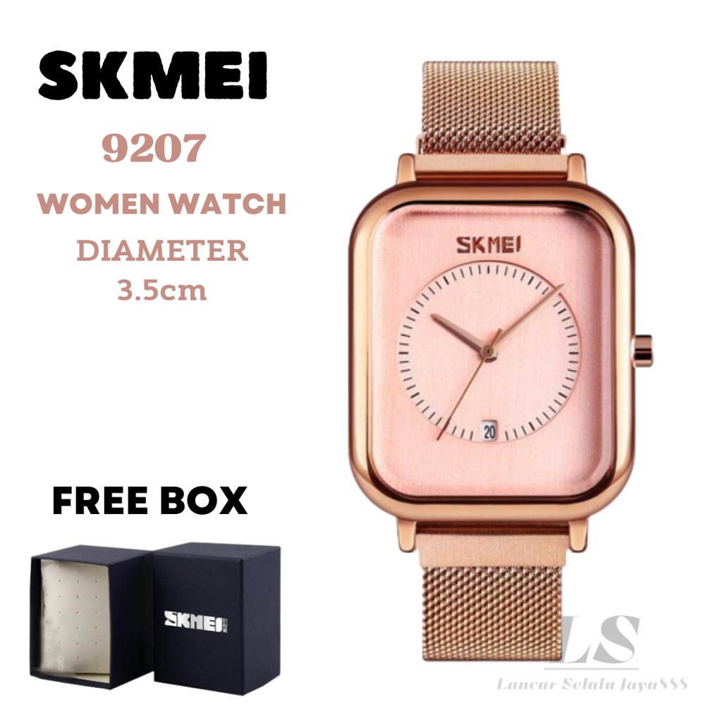 Jam Tangan Wanita SKMEI 9207 Strap Rantai Pasir Analog Date Women Watch Free Box