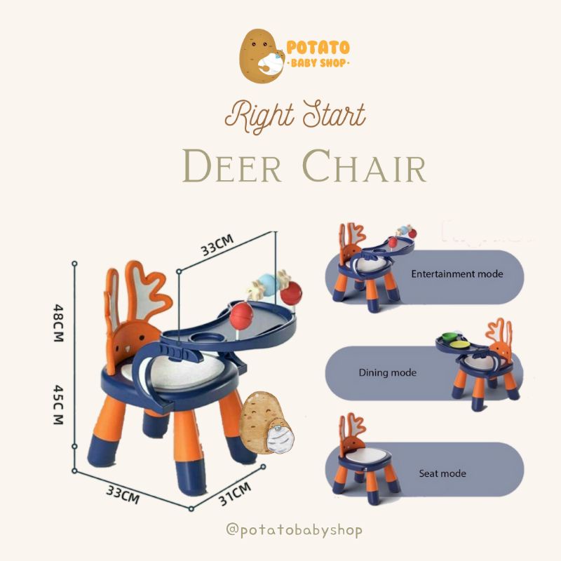 Right Start 3in1 Deer Chair With Toys - Kursi Anak